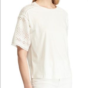 Ralph Lauren Cotton Eyelet Short Sleeve Top size M